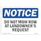 Signmission OSHA Notice Sign, 10" Height, Rigid Plastic, Do Not Mow Row At Landowner'S Request Sign, Landscape OS-NS-P-1014-L-11311 - alternate 1